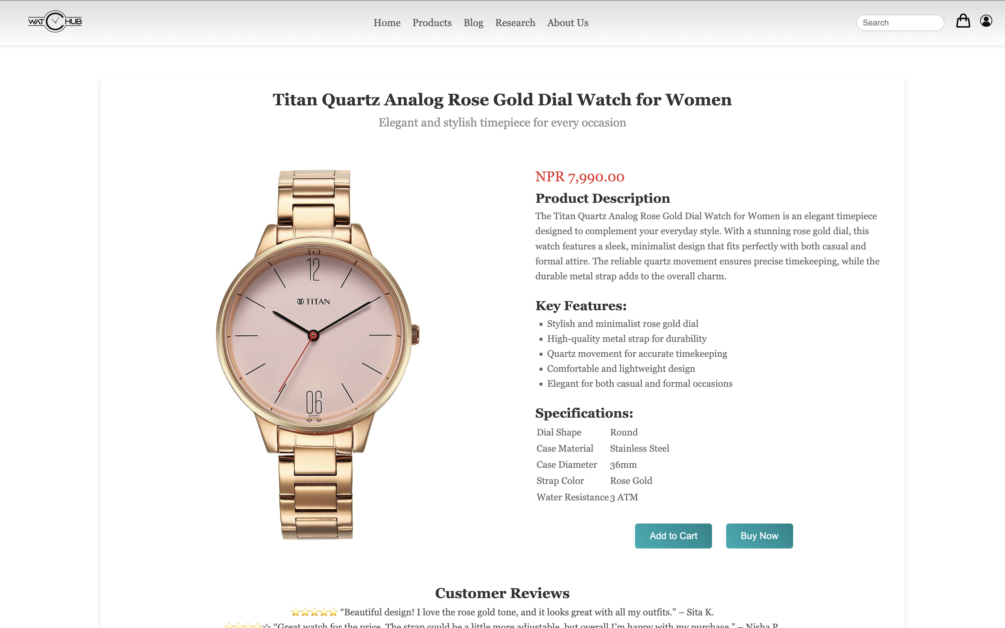 Our  Detailed Product Page Screenshot