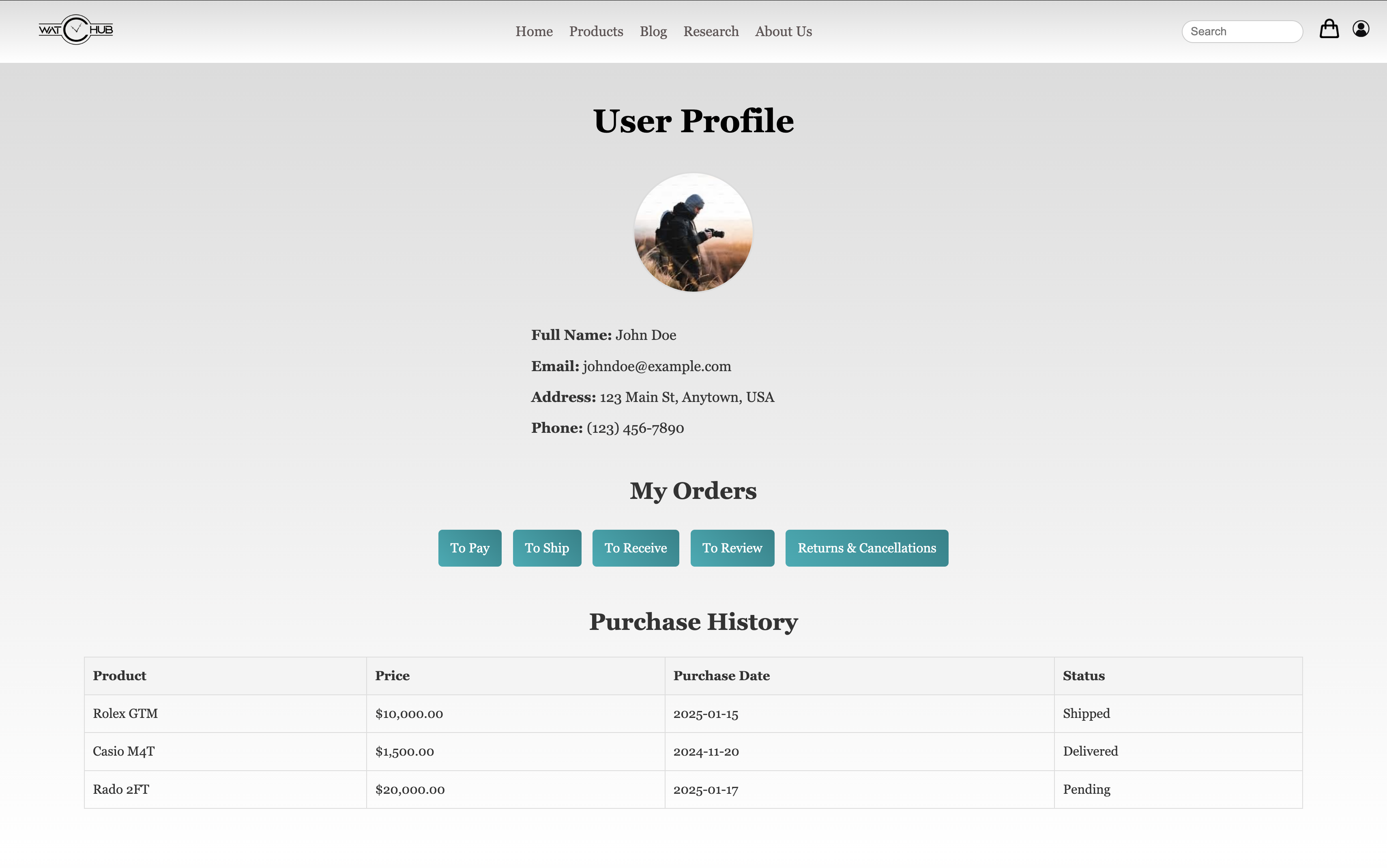 Our Product Page Screenshot