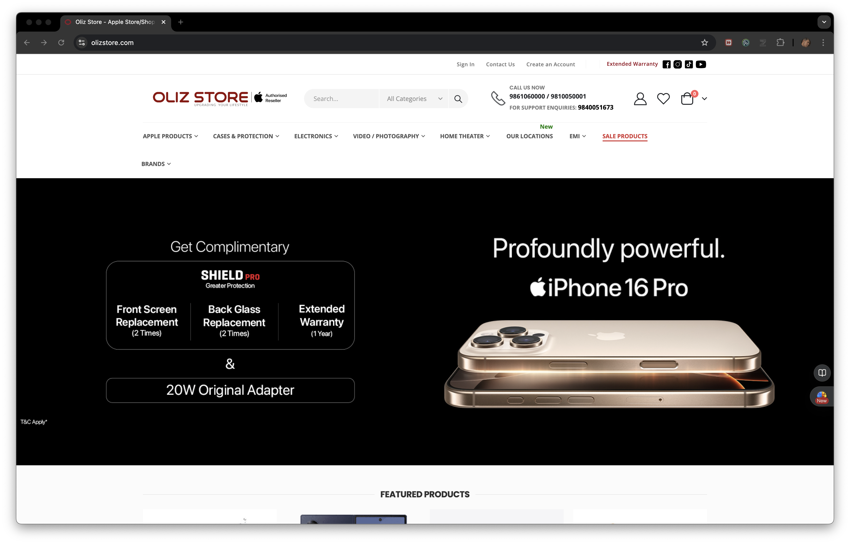 Oliz Store Product Page Screenshot
